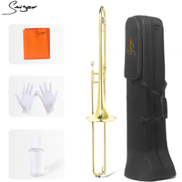 Brass Trumpet Instrument Standard Bb Western Wind Instruments na may Hard Case, Cleaning Kit, 7C Mouthpiece Gold